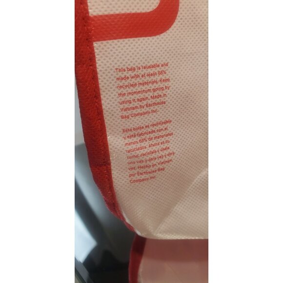 Lululemon Reusable Tote Shopping Bag Large Red White Logo Straps - Picture 5 of 8